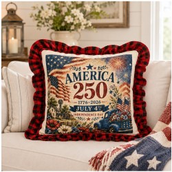 America 250 Patriotic Ruffle Pillow
