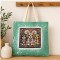 Faux Bleach Green Linen Dog Tote Bag 18" x 14"
