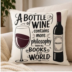 Wine Philosophy Linen Pillow Cover 15.75"