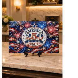 America 250 July 4th 11x15 Glass Cutting Board