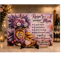 Recipe for a Wonderful Mom 11x15 Glass Cutting Board