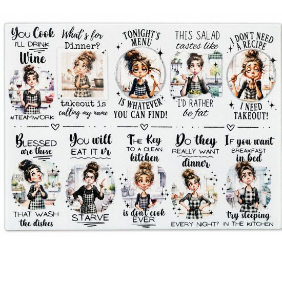 Funny Kitchen Quotes 11x15 Glass Cutting Board”